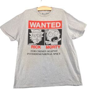 Rick Morty Adult Swim Wanted For Crimes T-Shirt Womens 2X Gray Ripple Junction